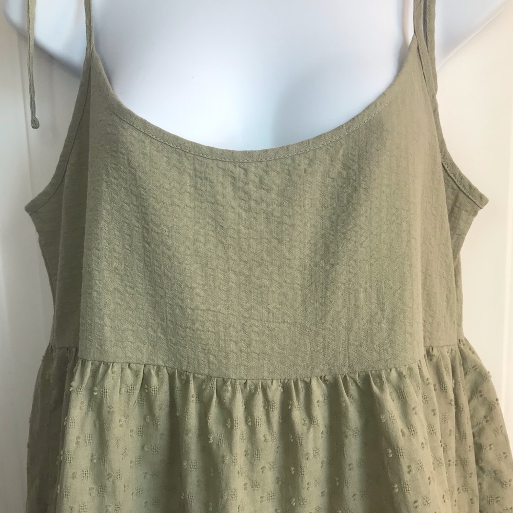 Cotton-On Women’s 12 New Sage Green Tie Strap Lightweight Mini Tiered Dress NWT - Picture 5 of 16